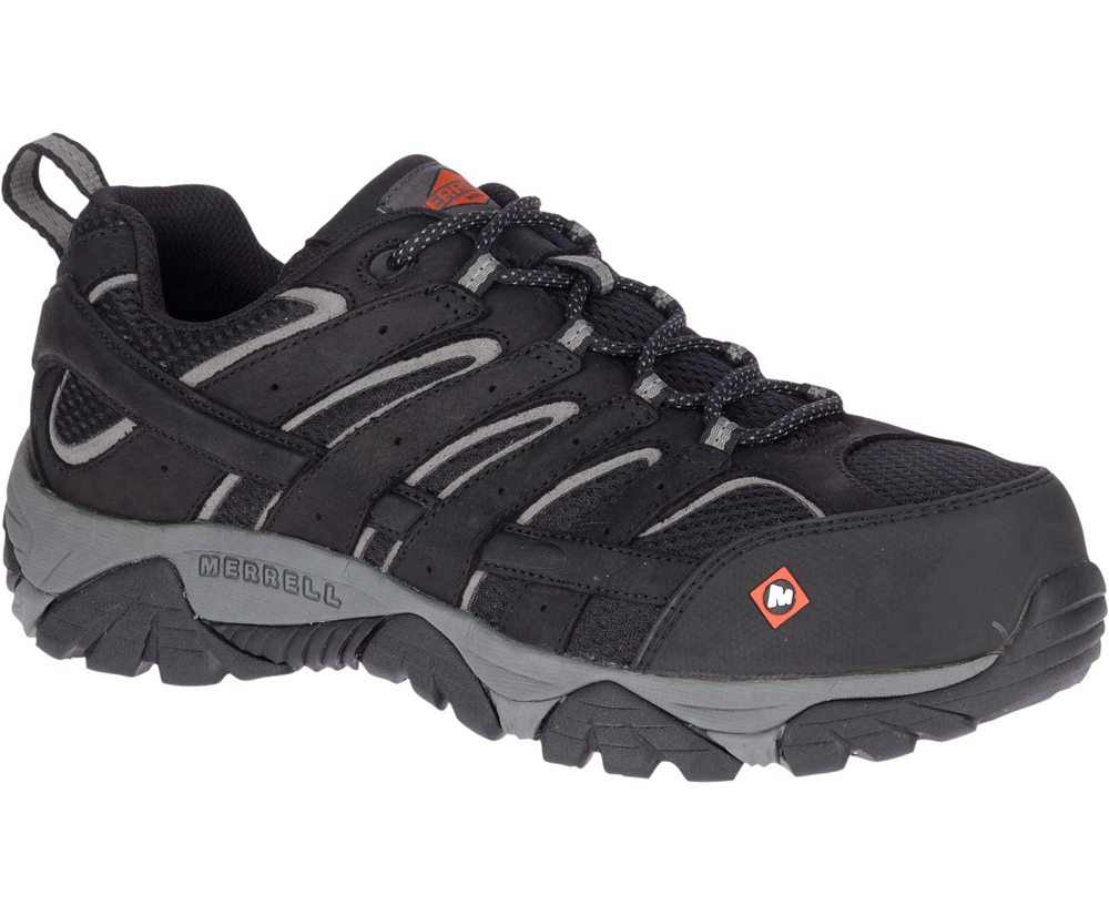 Buty Sportowe Merrell Męskie Czarne - Moab Vertex Vent Comp Toe Wide Width - 192036-PTK